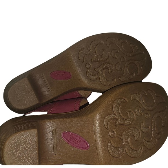 Born Womens Pink Raspberry Leather Buckle Wedge Sandals Size 9 - Picture 11 of 11